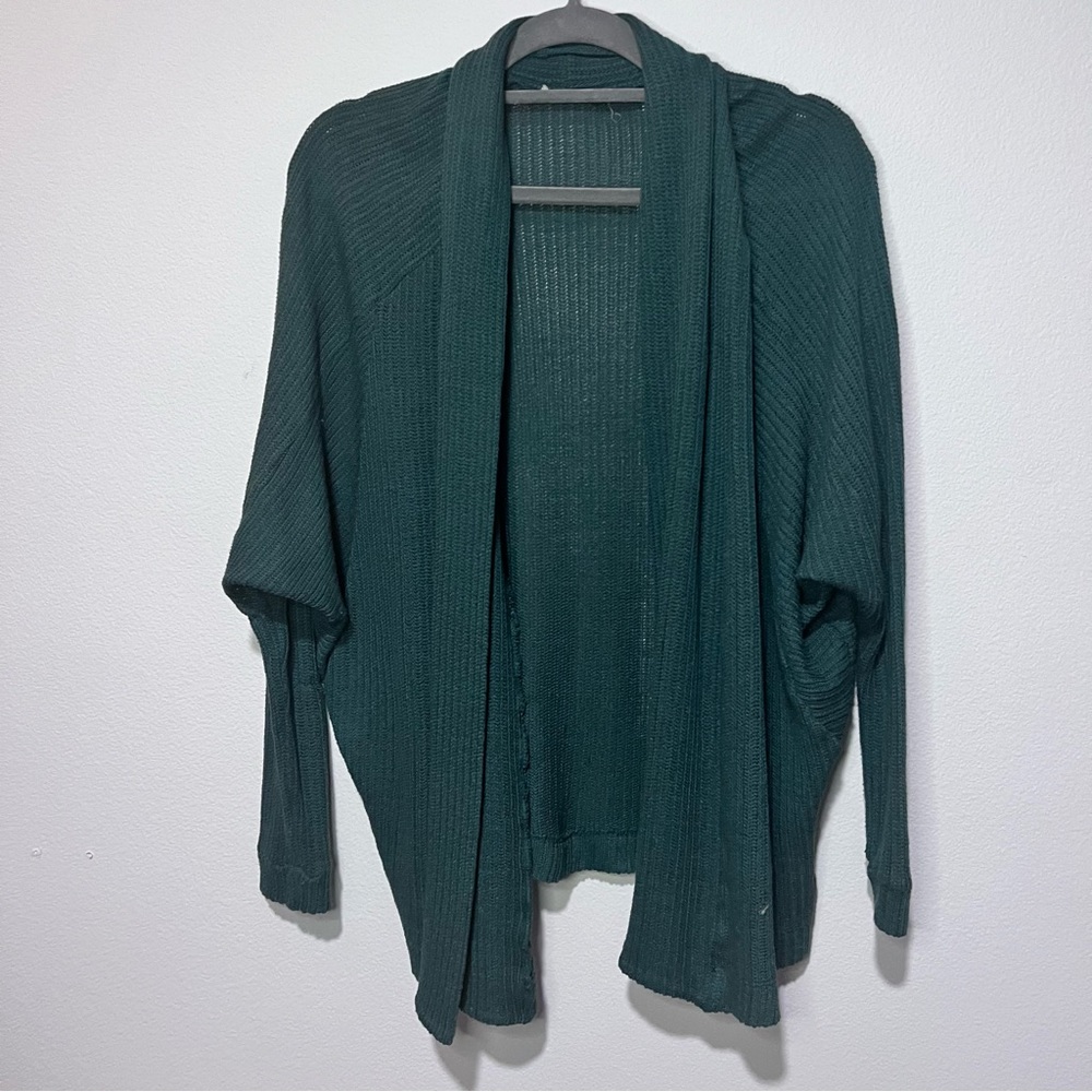 Green Slouchy Loose Knit Open Front Cardigan Sz L